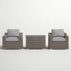 Chic Rattan Wicker 2-Person Seating Group with Plush Cushions in Grey Mix - Fully Assembled Outdoor Set