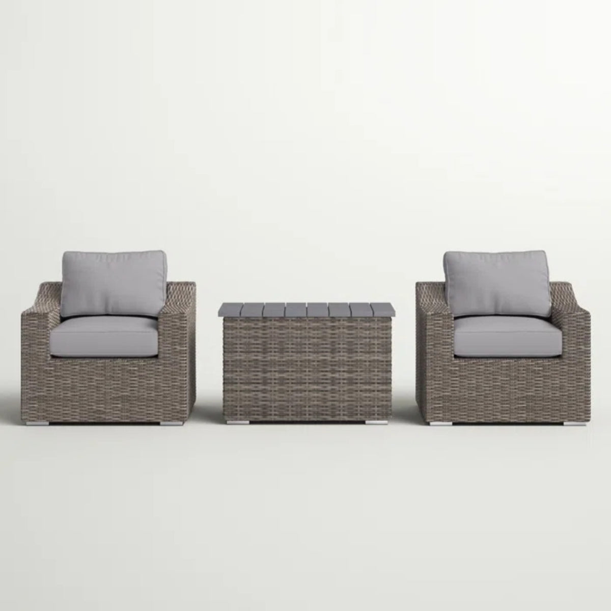 Chic Rattan Wicker 2-Person Seating Group with Plush Cushions in Grey Mix - Fully Assembled Outdoor Set