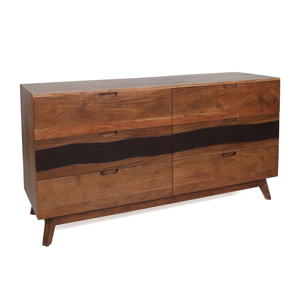 59x16.5x31' Sierra Six Drawer Sideboard, Wood Credenza/Cabinets/Chests/Nightstands
