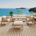 Outdoor 5-piece Acacia Wood and Rope Patio Sofa Set