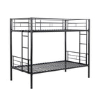 Modern Metal Bunk Bed Black Twin Over Twin with Sturdy Structure and Safe Stairs