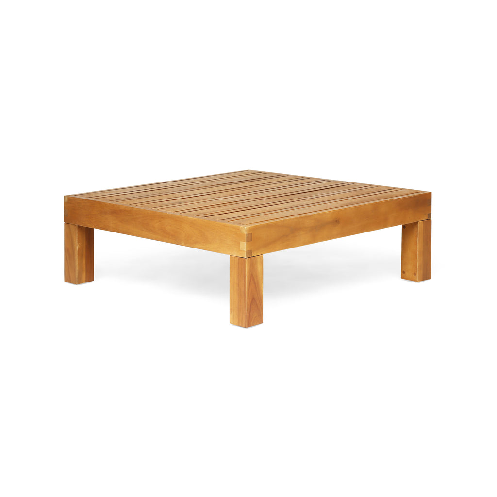 Mythical 29.5' Square Outdoor Coffee Table with Acacia Wood Frame and Slat Top, Teak