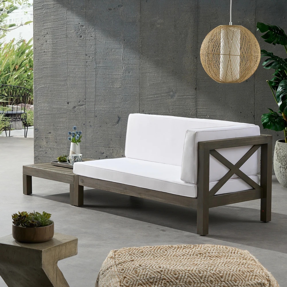 BRAVA X-BACK CORNER BENCH-R WITH COFFEE TABLE , WHITE