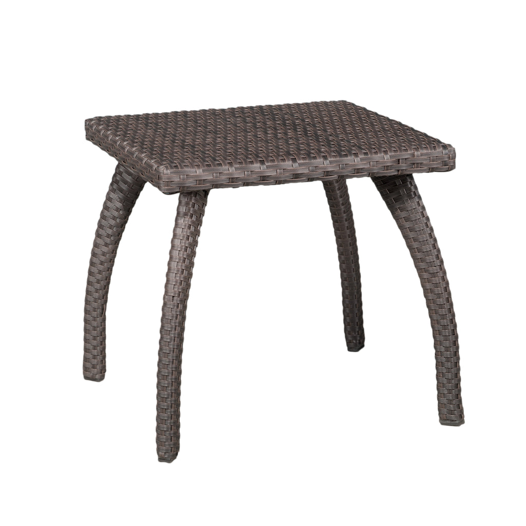 Luminant Outdoor Side Table with Iron Frame, Brown