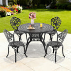 5-Piece Set Of All-Weather Cast Aluminum Dining Furniture Set With Black Frame(same sku: W1710S00516)