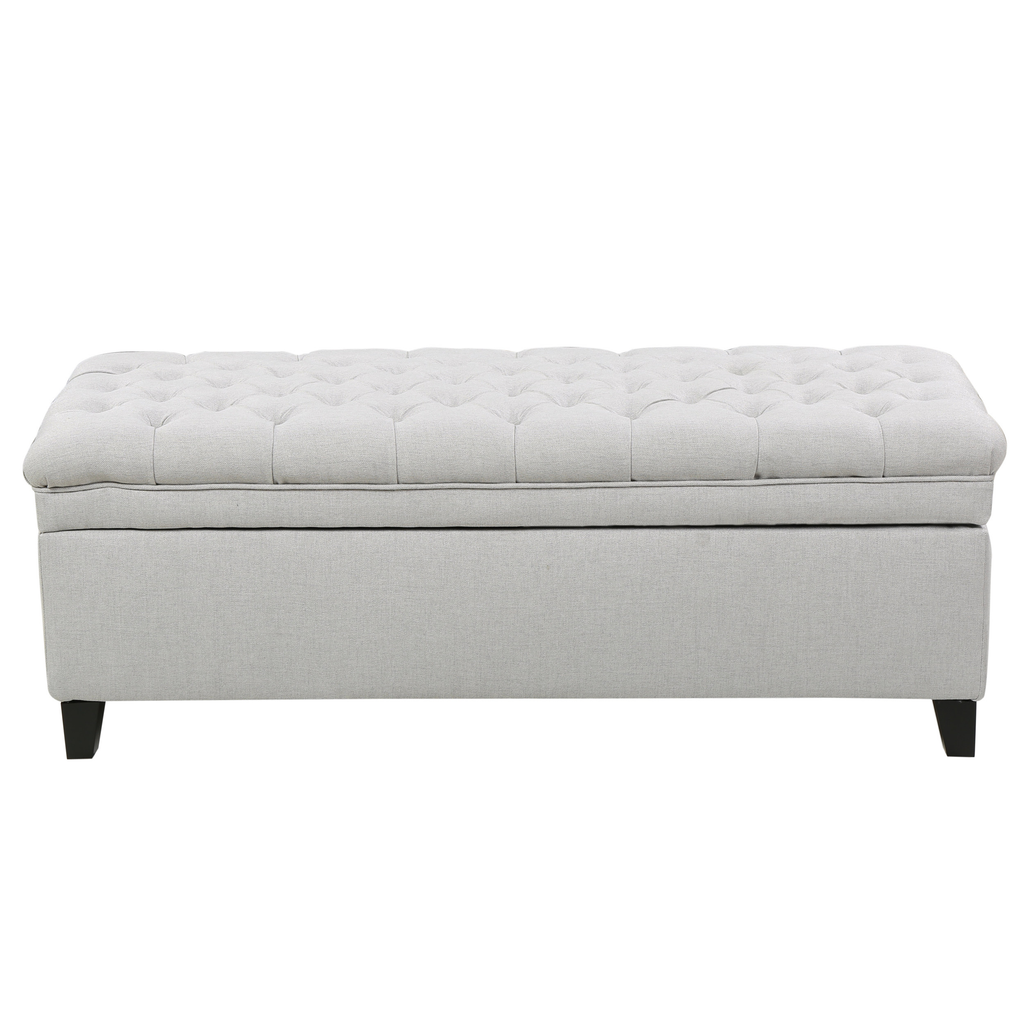 Juliana Light Gray Storage Ottoman Fabric 50 x 20.5 x 18.3 Inches