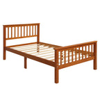 Harper&Bright Designs Wood Platform Bed with Headboard and Footboard, Oak Finish, Solid Pine Wood, 80.2'L X 42.9'W X 36.2'H