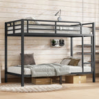 Metal Twin XL over Twin XL Bunk Bed for Teens and Adults,Space-Saving/Noise Reduced/No Box Spring Needed, Black