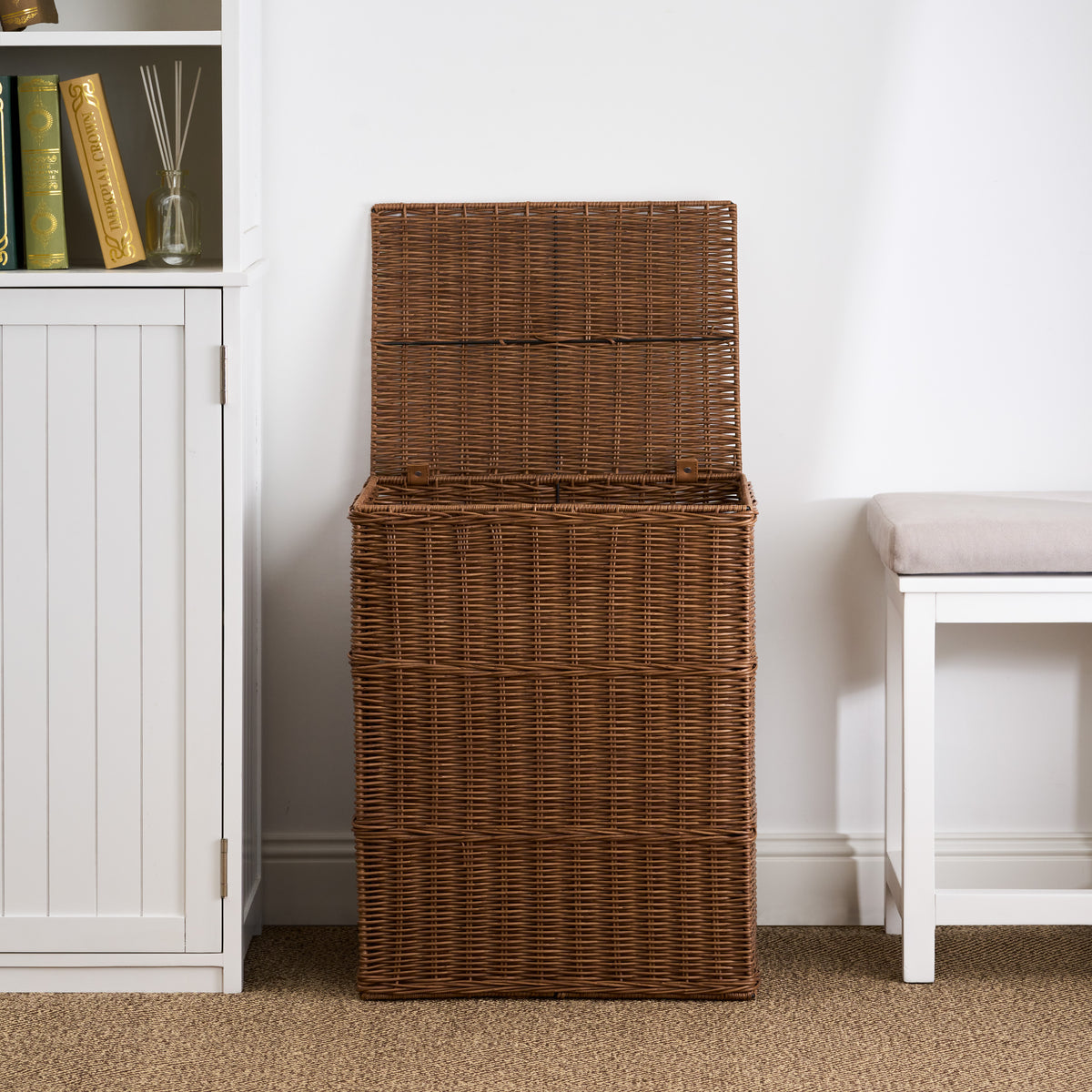 Rectangular Woven Resin Wicker Laundry Hamper - 17.3' x 13.8' x 23.6' - Espresso Brown