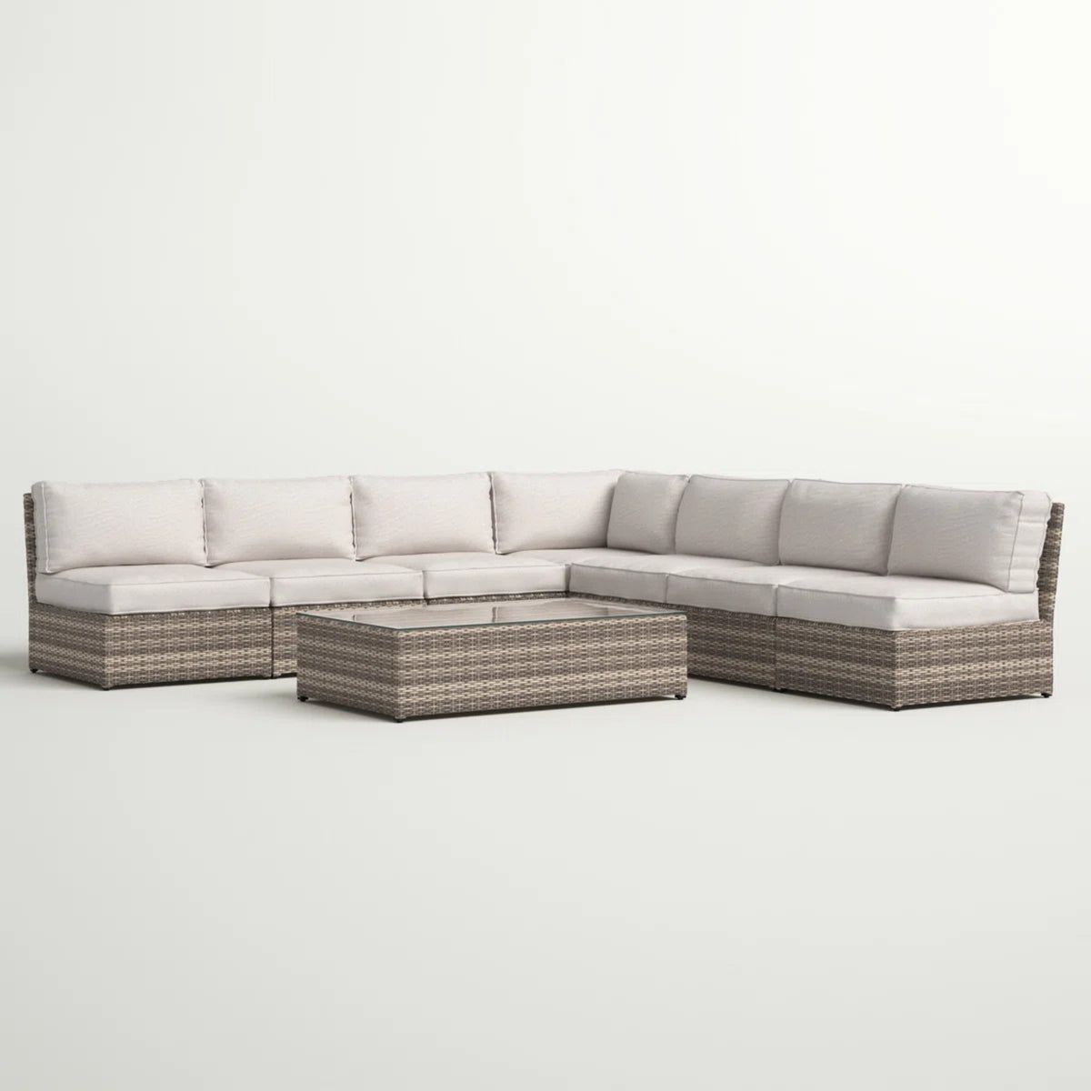 Modern Mixed Gray 6-Piece Fully Assembled Wicker Patio Seating Group with Olefin Cushions