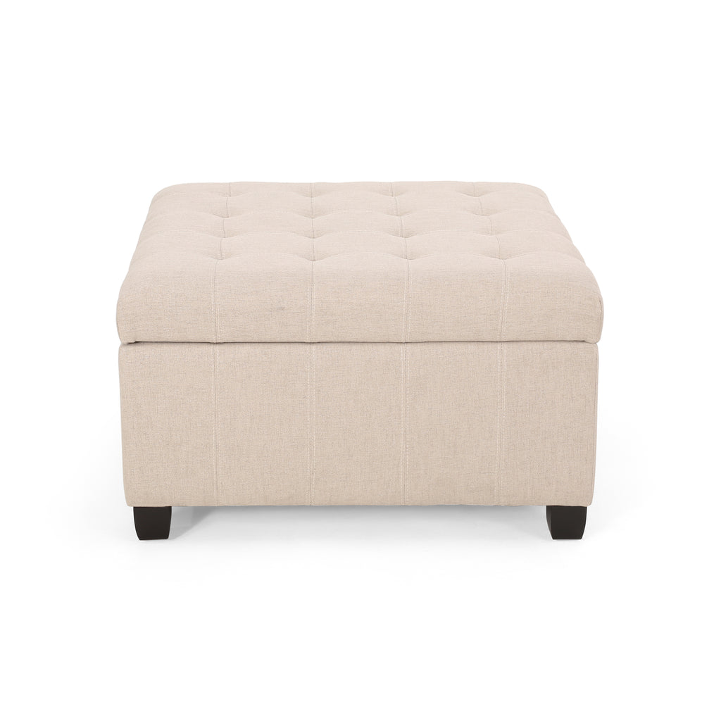 ISABELLA Ottoman Storage Solution in Wheat Fabric with Birch Legs
