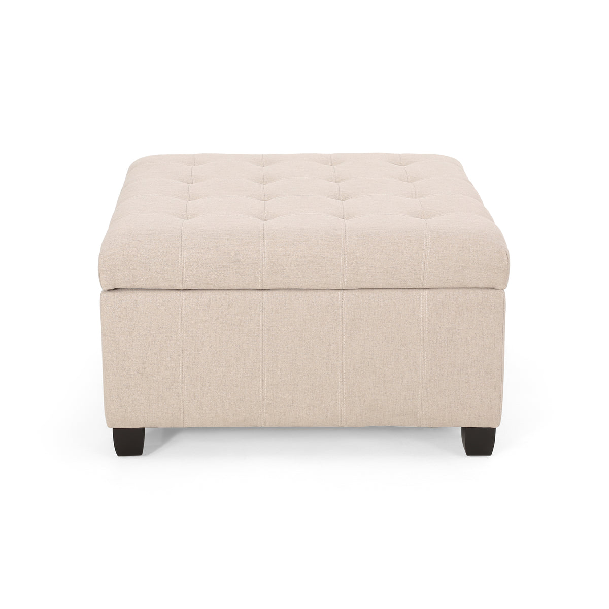 ISABELLA Ottoman Storage Solution in Wheat Fabric with Birch Legs