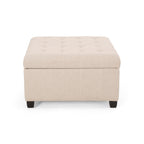 ISABELLA Ottoman Storage Solution in Wheat Fabric with Birch Legs