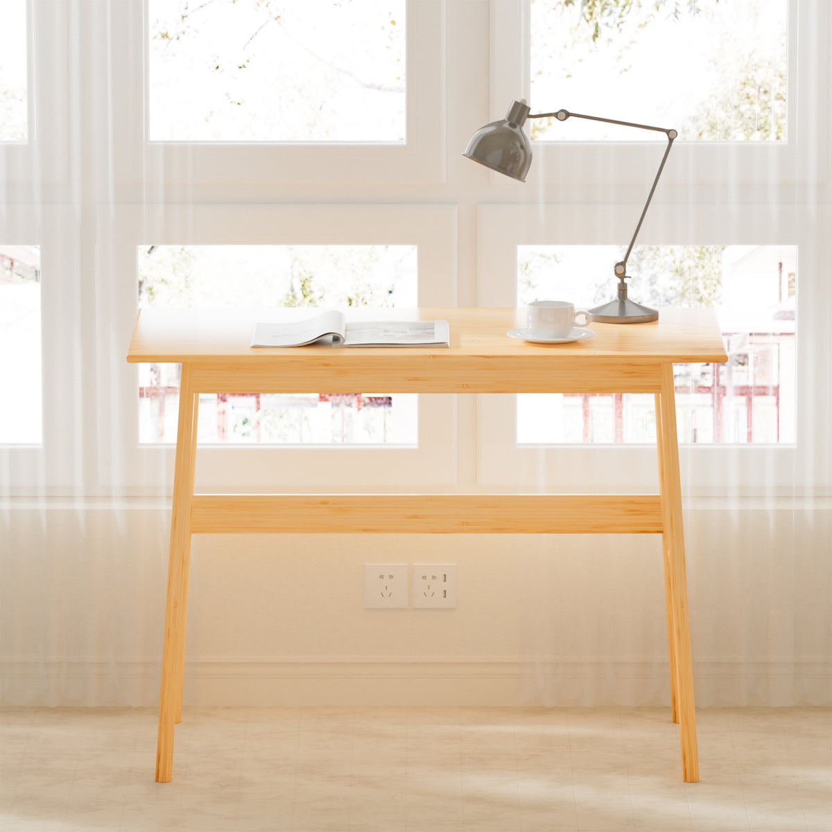 New design Computer Desk, Bamboo Writing Desk, Modern Simple Work Desk for Home Office, Gaming Desk Study Table