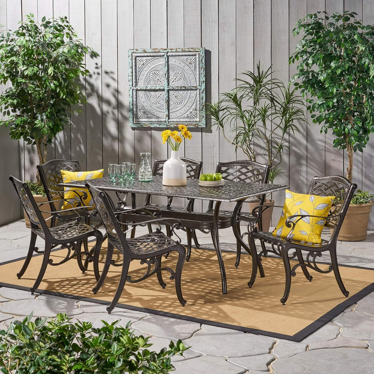 Ravenna 6 - Person Metal Patio Dining Set with Rectangular Table