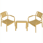 Three-piece indoor/outdoor leisure table and chair set (two chairs and one coffee table), UV-resistant, waterproof and durable, brick yellow, 25*20.47*27.56 (in)/19.69*19.69*14.96 (in), Polypropylene.