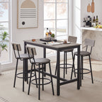 Bar Table Set with 4 Bar stools PU Soft seat with backrest, Grey, 47.24'' L x 23.62'' W x 35.43'' H