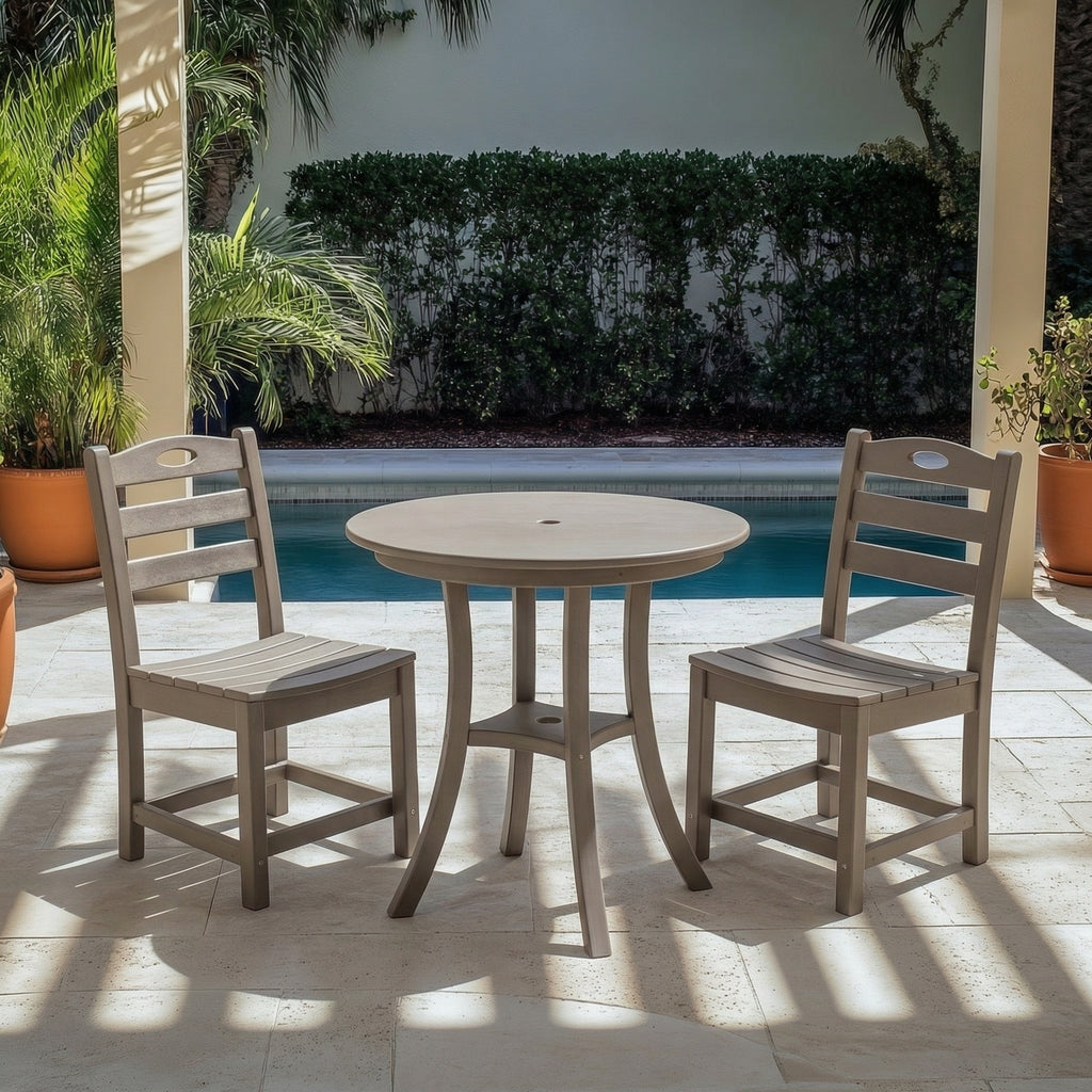 Antique Brown 3-Piece Patio Bistro Set with Round Table and 2 Chairs