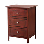 Transitional Cherry Nightstand for Bedrooms with Three Drawers and Durable Particle Board Construction