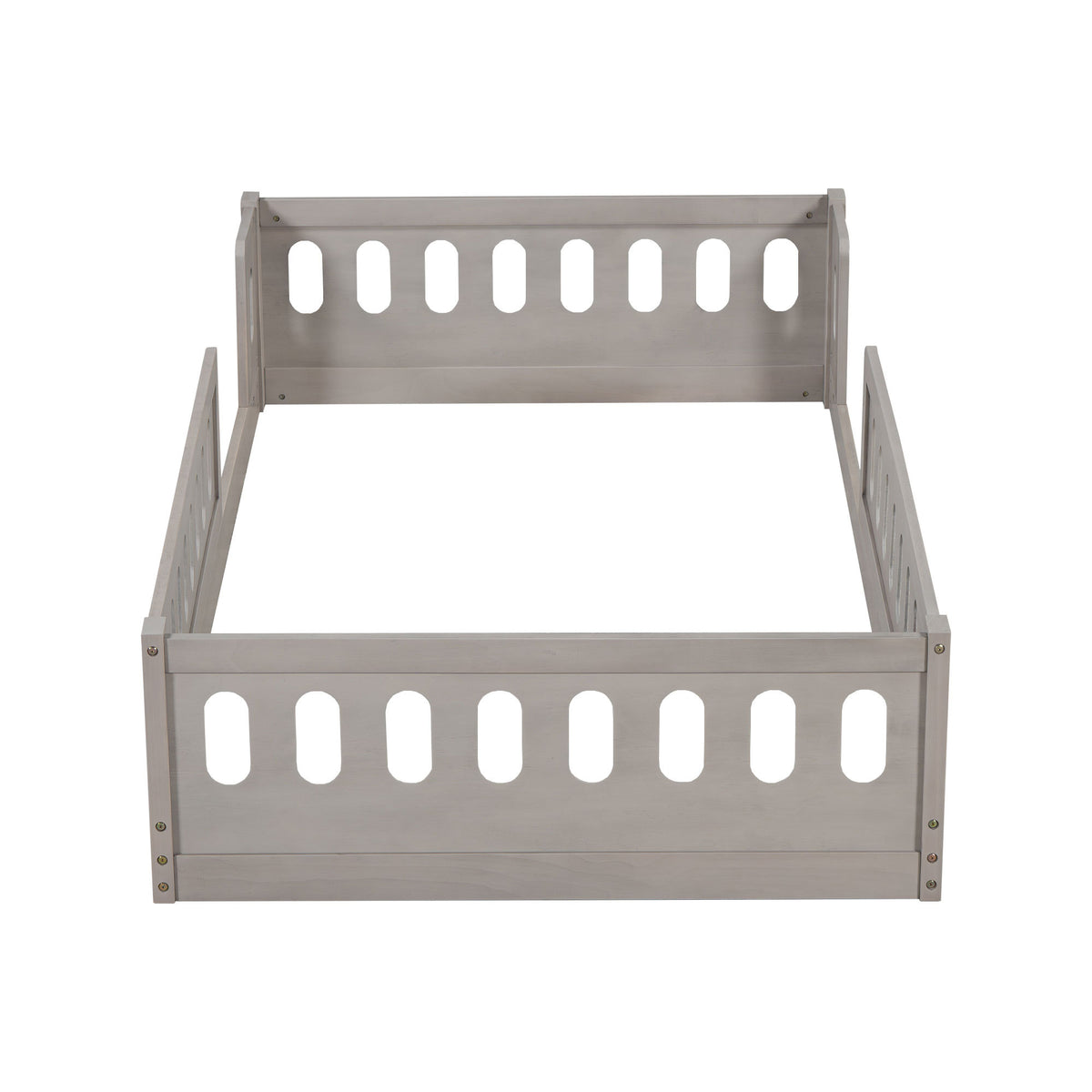 Natural Wood Twin Size Platform Bed with Guardrail, Solid Pine Wood+MDF, 77.3''L x 41.7''W x 15.6''H