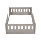 Natural Wood Twin Size Platform Bed with Guardrail, Solid Pine Wood+MDF, 77.3''L x 41.7''W x 15.6''H