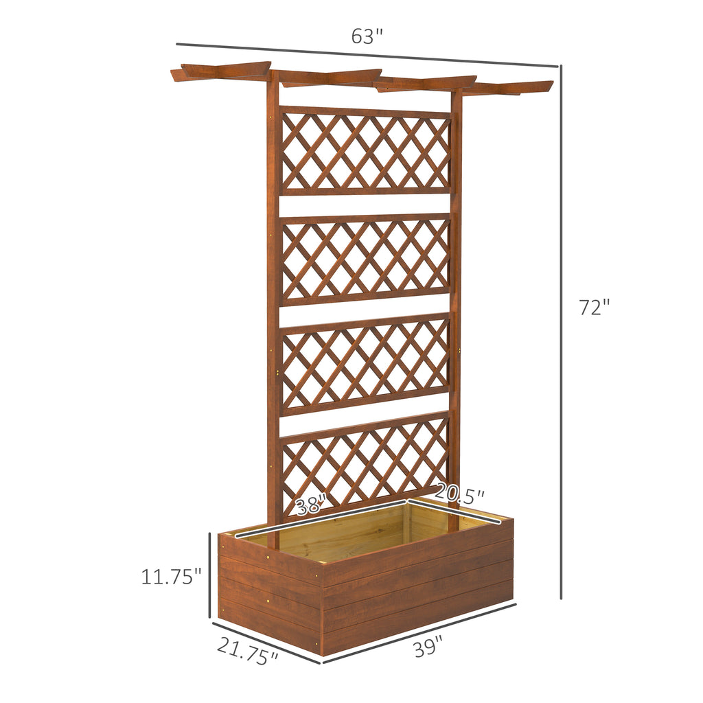 Outsunny Wood Planter with Trellis, Raised Garden Bed Privacy Screen P ...