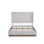Hosford Upholstered Wingback Bed with Wood Base Platform, 53.1' High Headboard, Cream White Boucle, Minimalist Rustic Design