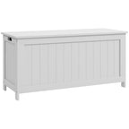 HOMCOM 39.4' Storage Chest w/ 2 Safety Hinges, Wooden Box, White