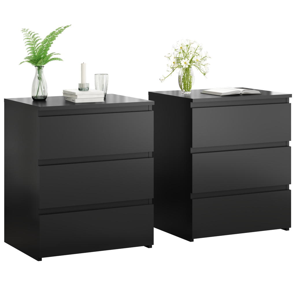 (Set of 2)3 Drawer Dresser, Small Dresser for Closet, Wooden Nightstand for Bedroom, Chest of Drawers Side Table Storage Cabinet for Home Office Entryway Hallway, Each box Contains Two Side Tables
