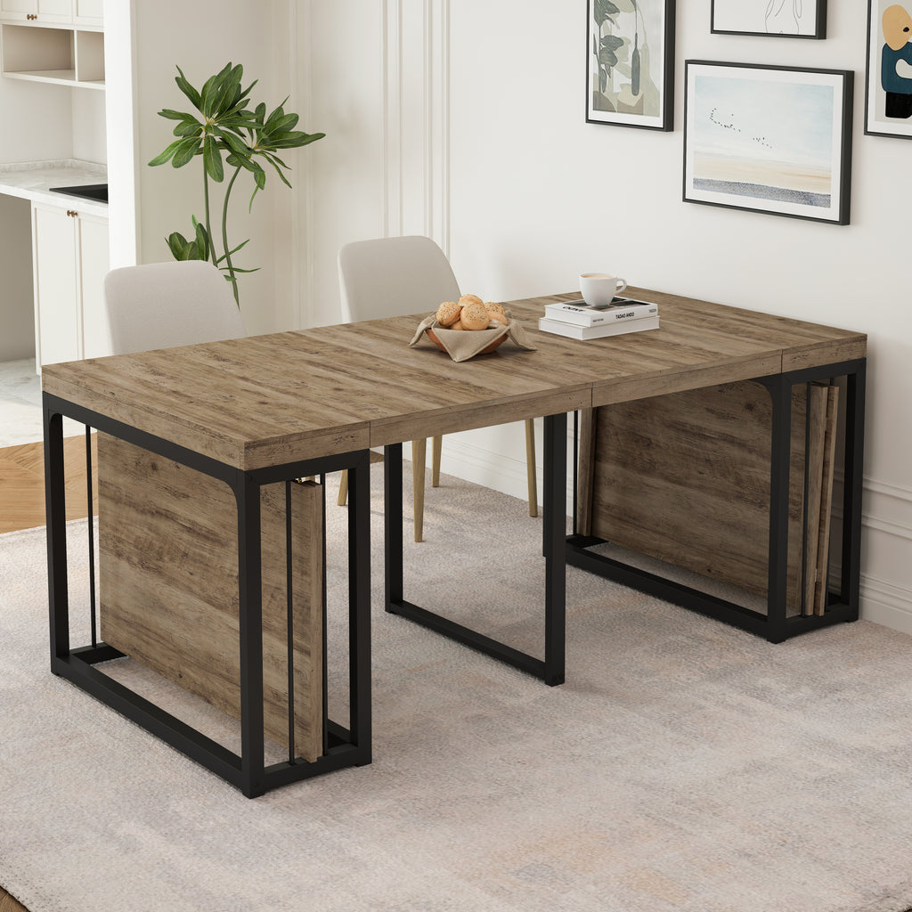 23.62'- 118'Modern Extendable Dining Table,Seats 2-10 People,,Space-Saving Wood Dining Table for Kitchen/Dining Room/Living Room,Perfect for Family Gatherings/Parties(Ancient Wood)