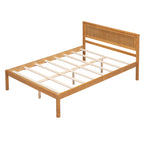 Oak Platform Bed Frame with Headboard, Wood Slat Support, No Box Spring Needed, Full Size, Pine and MDF Construction