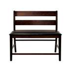 Transitional Style Cherry Finish Wooden Counter Height Bench with Backrest Faux leather Upholstered Seat Classic Dining Furniture 1pc