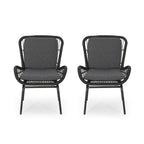 Outdoor Wicker Club Chair with Cushions (Set of 2)