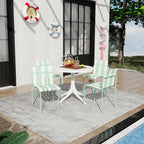 Four-piece Set of Modern Color-block Designed Single Chairs with 36 Inch Round Table,Green/KhakiWhite, 21.06*22.24*32.28 (in)/35.43*35.43*29.53(in),PP,Metal