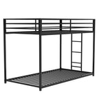 Adam Sturdy Twin Over Twin Bunk Bed Metal Black for Kids and Adult, Low Profile Twin Over Twin Bunk Bed with Ladder and Guardrails, Easy Climbing, Beds for Bedroom