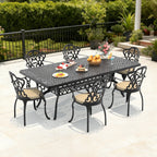 7-Piece Set Of Cast Aluminum Patio Furniture With Black Frame and Off-white Seat Cushions(same sku:W1710S00173 , W1710S00409)